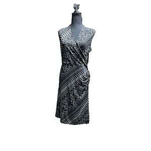 Collective Concepts Black and White Midi Wrap Dress Size Medium